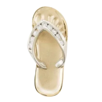 14K Gold Flip Flop Slipper Pendant with Stones Island Fine Jewelry Necklaces