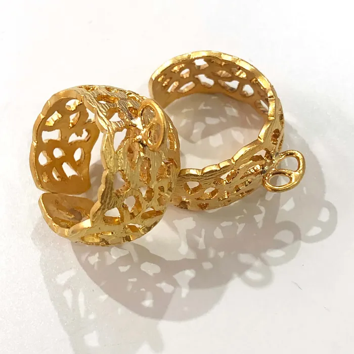 22Kt Gold Plated Brass Adjustable Ring Blank Peppy Beads Rings