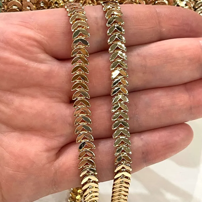 24Kt Gold Plated 6mm Chevron Chain 6mm Gold Chain Peppy Beads Necklaces