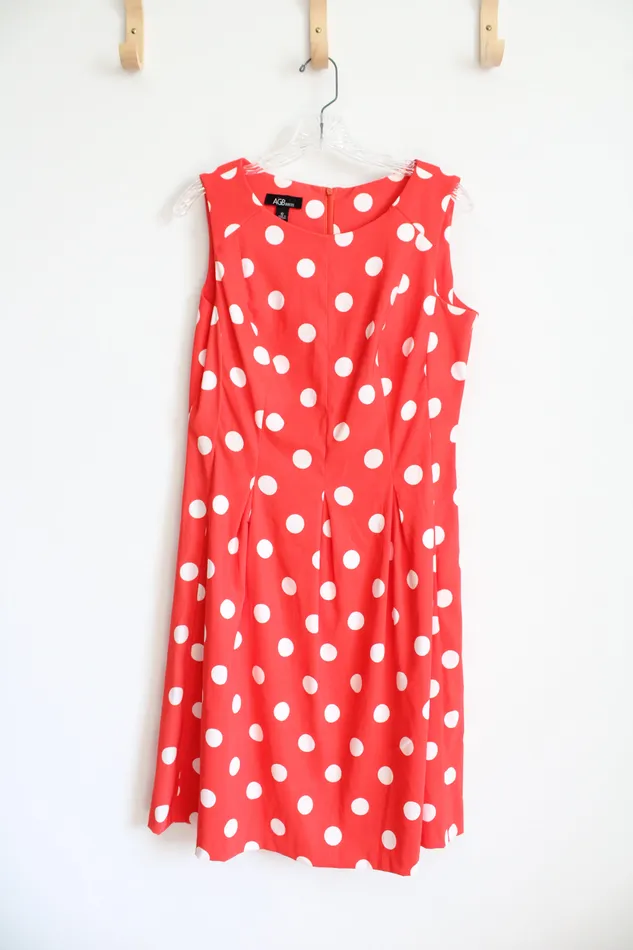 AGB Rings AGB Dress Red White Polka Dot Pleated Dress 10