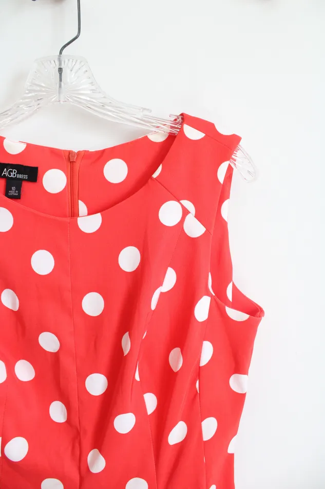 AGB Rings AGB Dress Red White Polka Dot Pleated Dress 10