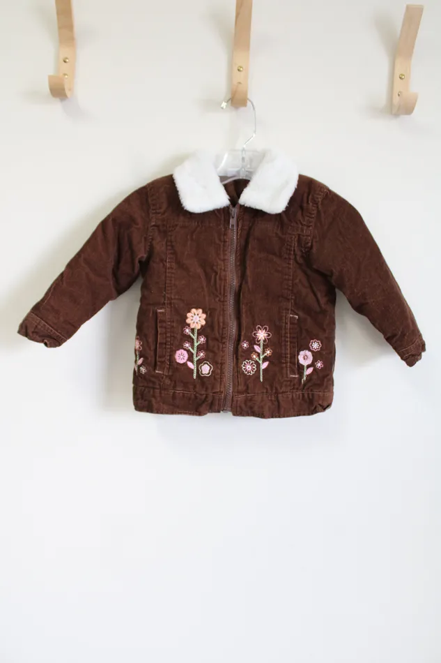 BT Kids Earrings BT Kids Brown Embroidered Corduroy Jacket 3T