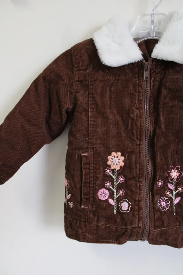 BT Kids Earrings BT Kids Brown Embroidered Corduroy Jacket 3T