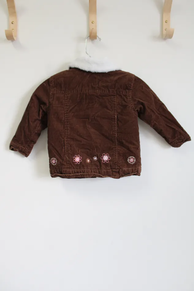 BT Kids Earrings BT Kids Brown Embroidered Corduroy Jacket 3T