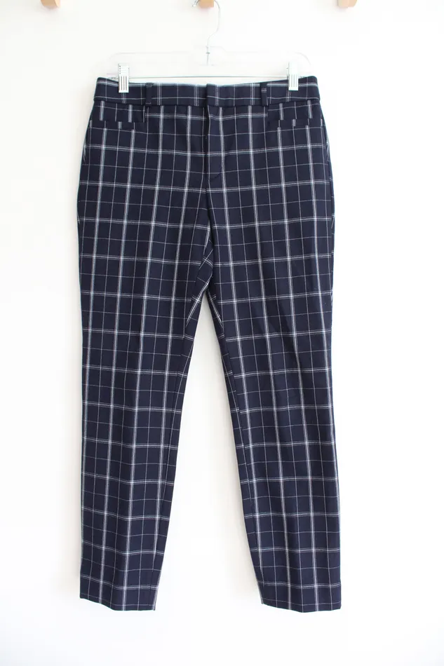 Banana Republic Navy White Plaid Sloan Pants 4 Banana Republic Rings