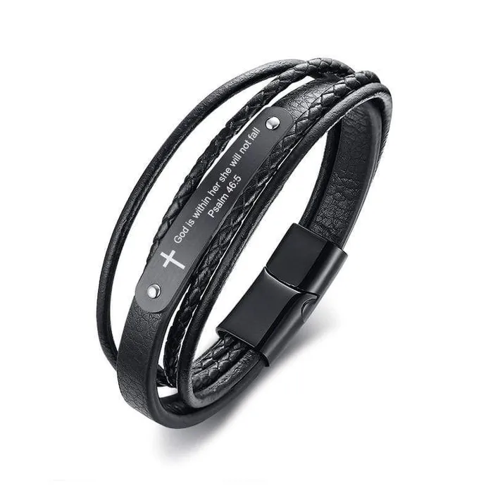 Bible Verse Bracelet br Psalm 465 Leather Lords Guidance Bracelets