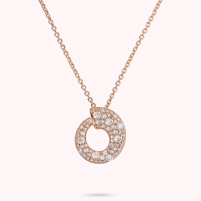 Bronzallure Collana con Pendente a Cerchio Graduato in Pav Misto Earrings