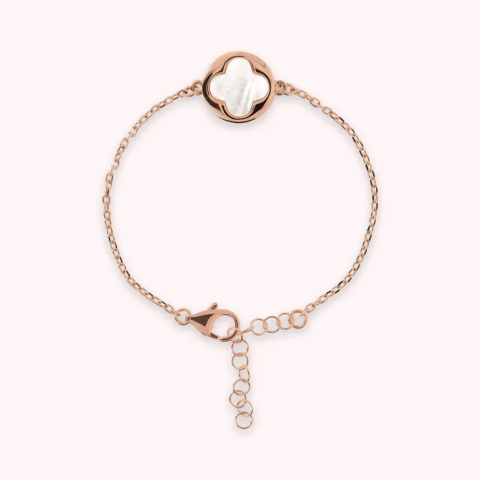 Bronzallure Earrings Bracciale con Ciondolo Quadrifoglio in Pietra Naturale