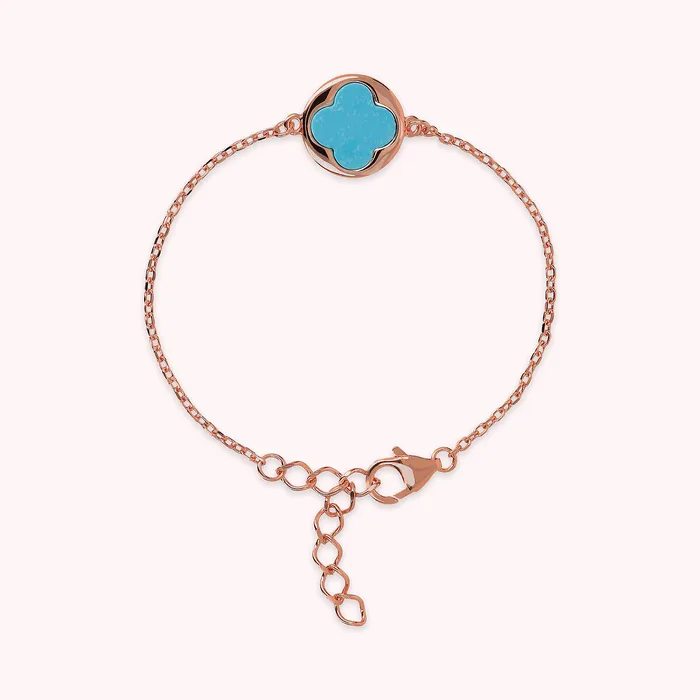 Bronzallure Earrings Bracciale con Ciondolo Quadrifoglio in Pietra Naturale