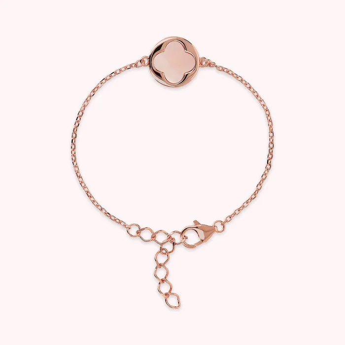 Bronzallure Earrings Bracciale con Ciondolo Quadrifoglio in Pietra Naturale