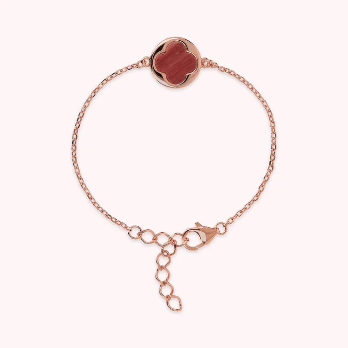 Bronzallure Earrings Bracciale con Ciondolo Quadrifoglio in Pietra Naturale