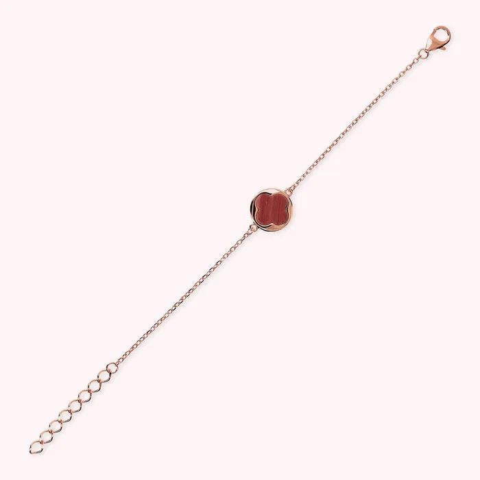 Bronzallure Earrings Bracciale con Ciondolo Quadrifoglio in Pietra Naturale