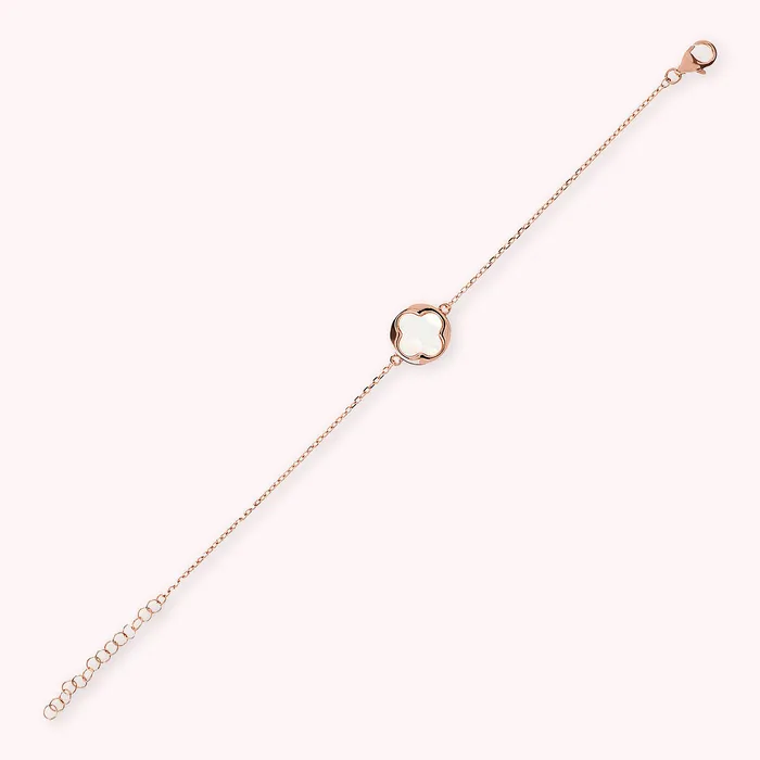 Bronzallure Earrings Bracciale con Ciondolo Quadrifoglio in Pietra Naturale