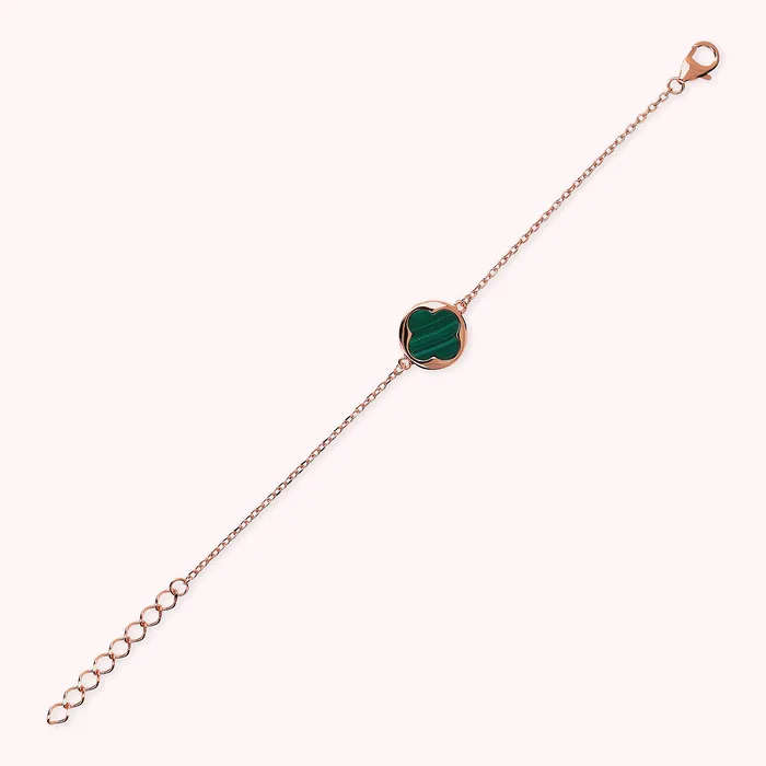 Bronzallure Earrings Bracciale con Ciondolo Quadrifoglio in Pietra Naturale
