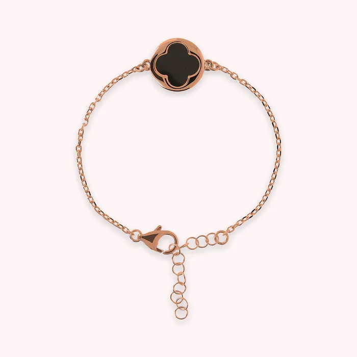 Bronzallure Earrings Bracciale con Ciondolo Quadrifoglio in Pietra Naturale