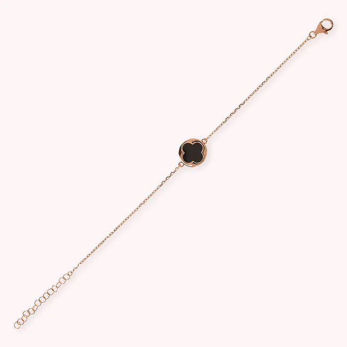 Bronzallure Earrings Bracciale con Ciondolo Quadrifoglio in Pietra Naturale