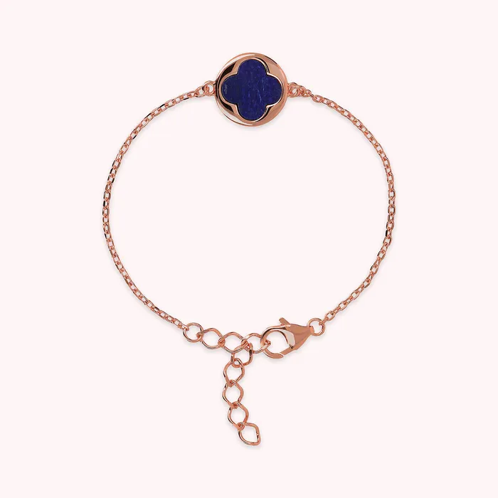 Bronzallure Earrings Bracciale con Ciondolo Quadrifoglio in Pietra Naturale
