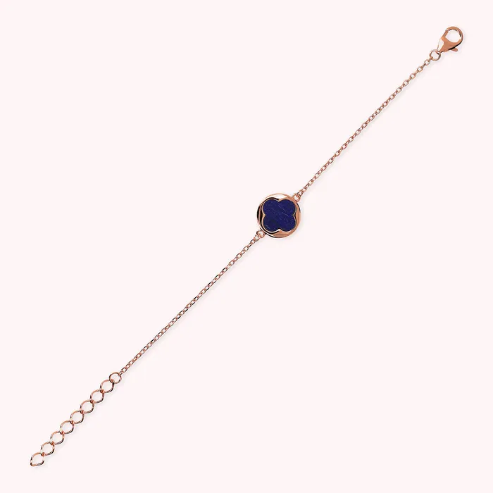Bronzallure Earrings Bracciale con Ciondolo Quadrifoglio in Pietra Naturale
