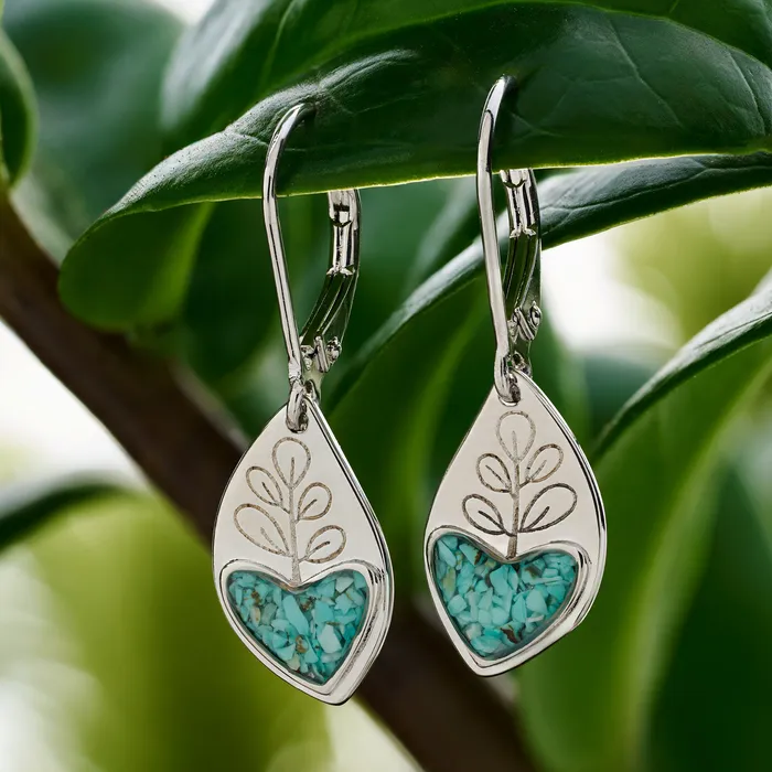 Chadds Ford Jewelry Turquoise Heart Leaf Earrings Earrings
