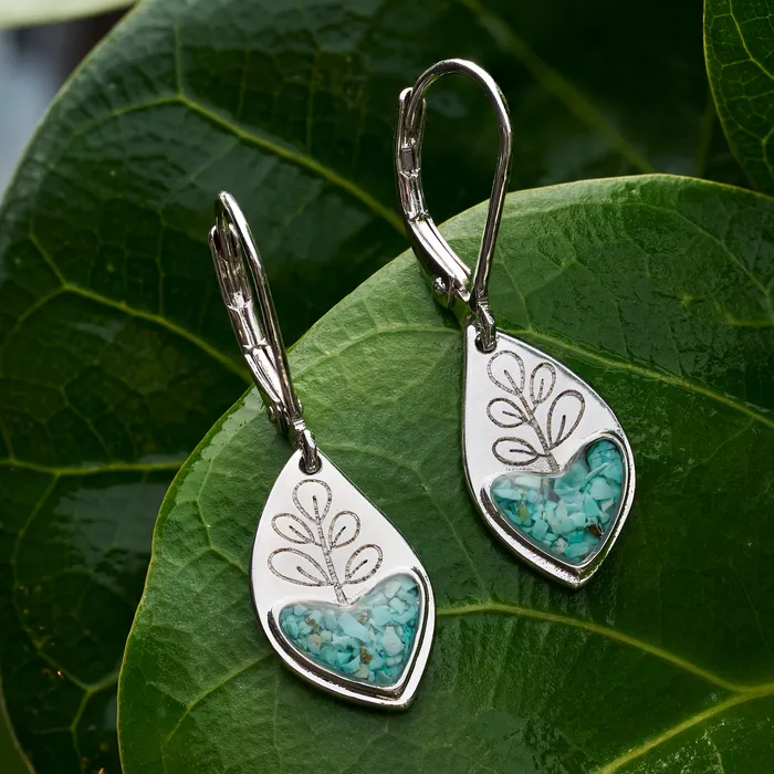 Chadds Ford Jewelry Turquoise Heart Leaf Earrings Earrings