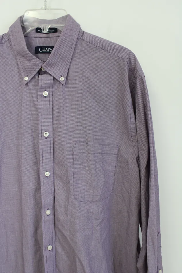 Chaps Earrings Chaps Classic Fit Purple Patterned Button Down Shirt 17 3233