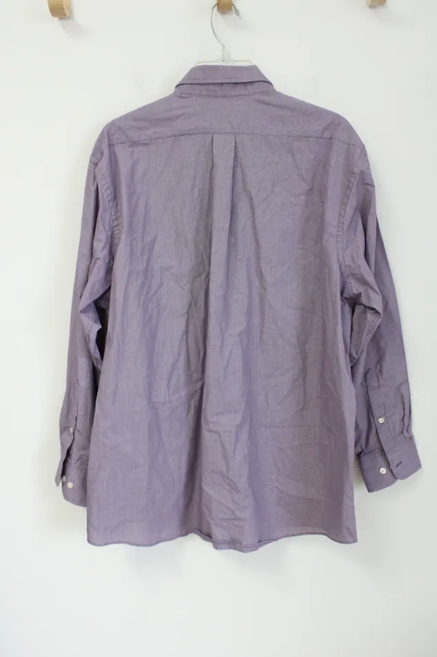 Chaps Earrings Chaps Classic Fit Purple Patterned Button Down Shirt 17 3233