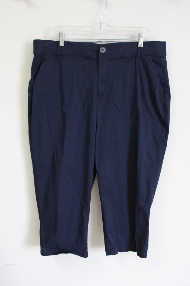 Christopher Banks Christopher Banks Signature Comfort Dark Navy Blue Khaki Capris 16 Rings
