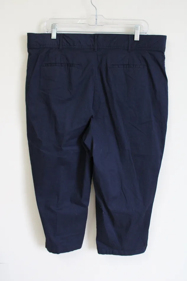 Christopher Banks Christopher Banks Signature Comfort Dark Navy Blue Khaki Capris 16 Rings