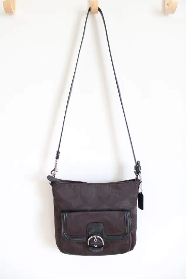 Coach Earrings Coach Brown Shimmer Monogram Crossbody Purse