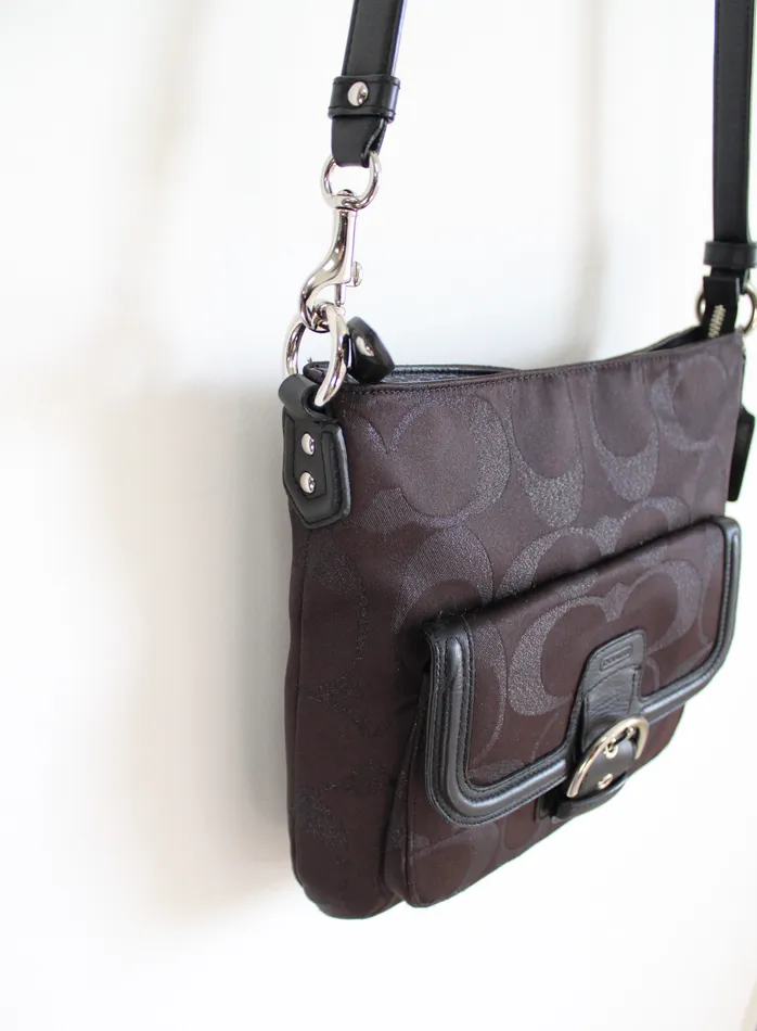 Coach Earrings Coach Brown Shimmer Monogram Crossbody Purse