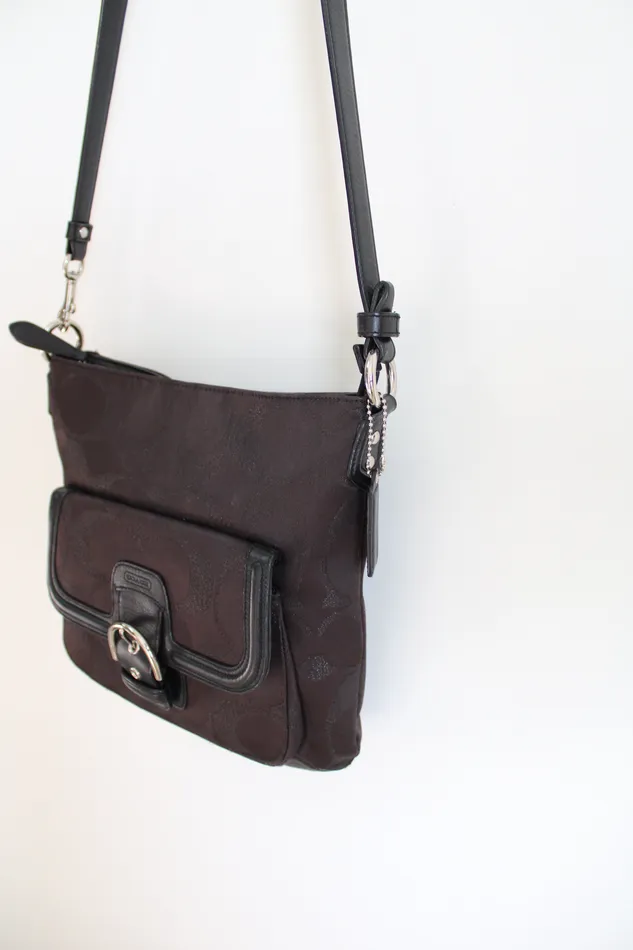 Coach Earrings Coach Brown Shimmer Monogram Crossbody Purse