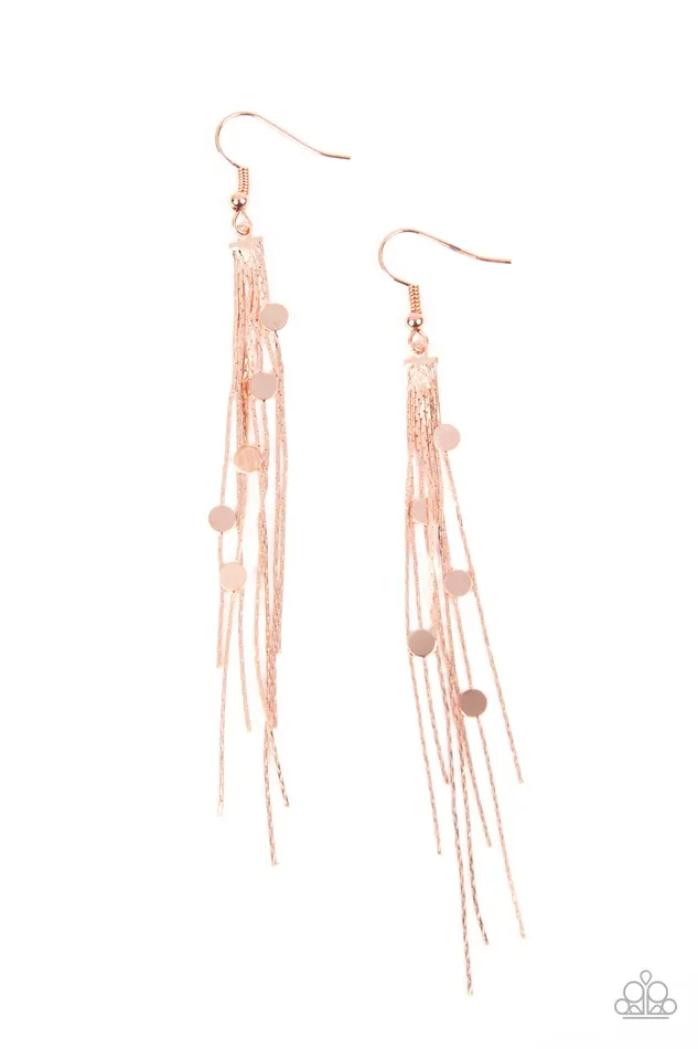 Cosmic Cascade Copper Paparazzi Accessories Earrings