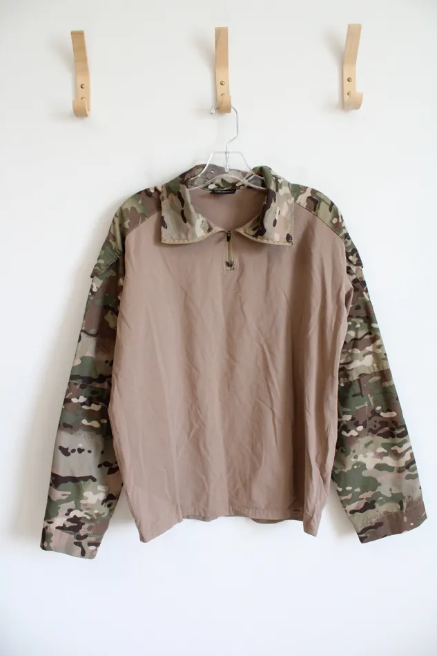 Earrings Antarctica Antarctica Brown Camo Quarter Zip Shirt L