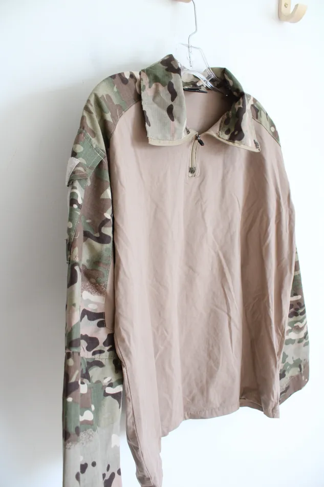 Earrings Antarctica Antarctica Brown Camo Quarter Zip Shirt L