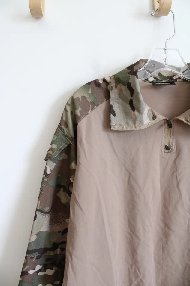 Earrings Antarctica Antarctica Brown Camo Quarter Zip Shirt L