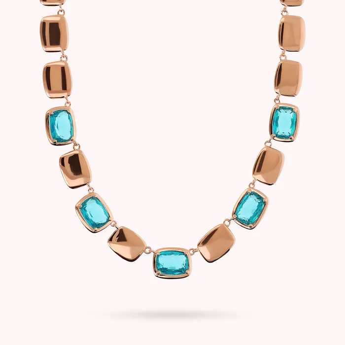 Earrings Bronzallure Collana Choker con Pepite Lucide e Prisma Gem a Baguette