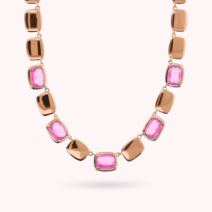 Earrings Bronzallure Collana Choker con Pepite Lucide e Prisma Gem a Baguette