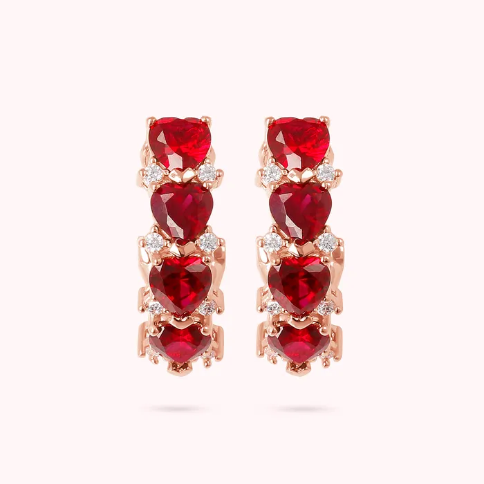 Earrings Bronzallure Orecchini a Cerchio con Cuori in Cubic Zirconia
