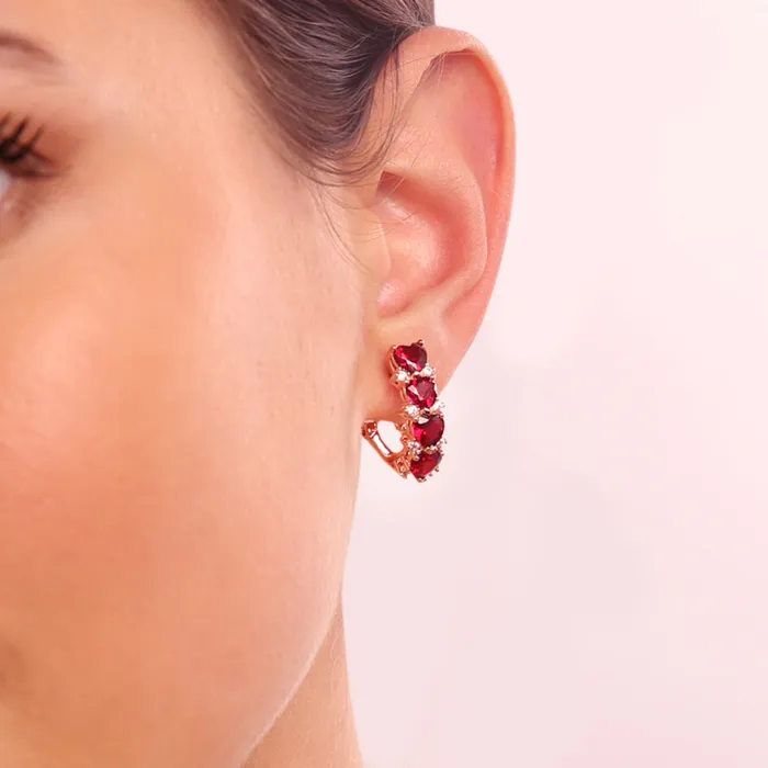 Earrings Bronzallure Orecchini a Cerchio con Cuori in Cubic Zirconia