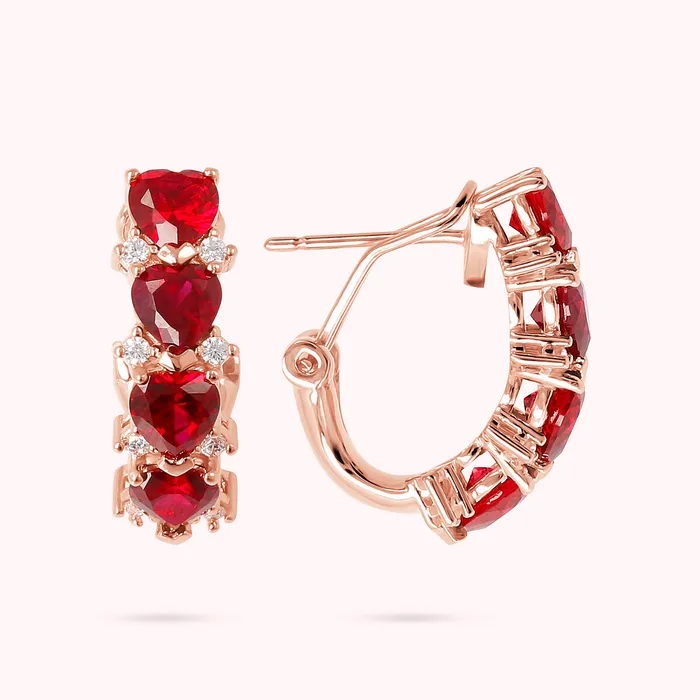 Earrings Bronzallure Orecchini a Cerchio con Cuori in Cubic Zirconia