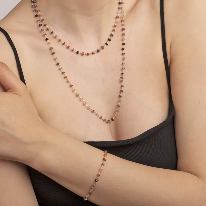 Earrings Collana Rosario con Tormalina Multicolore Bronzallure