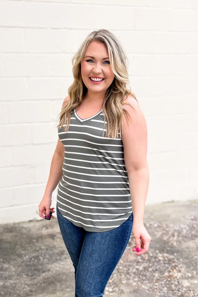 Earrings DEAL Sebastian Stripe Tank Olive Zenana