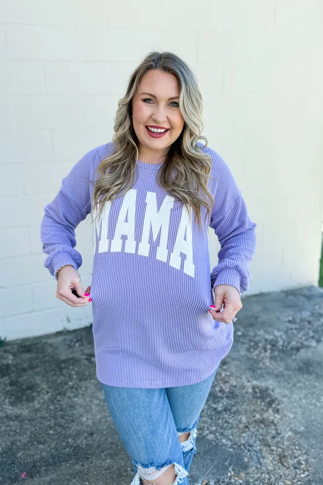 Earrings Mama Ribbed Pullover Top Lavender Heimish