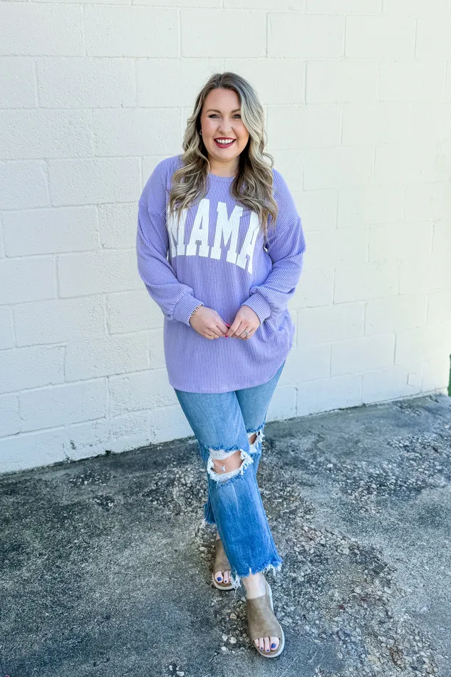 Earrings Mama Ribbed Pullover Top Lavender Heimish