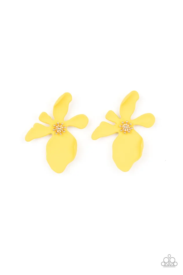 Earrings Paparazzi Accessories Hawaiian Heiress Yellow