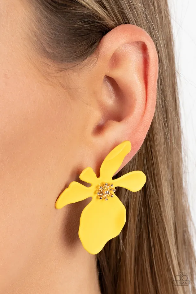 Earrings Paparazzi Accessories Hawaiian Heiress Yellow