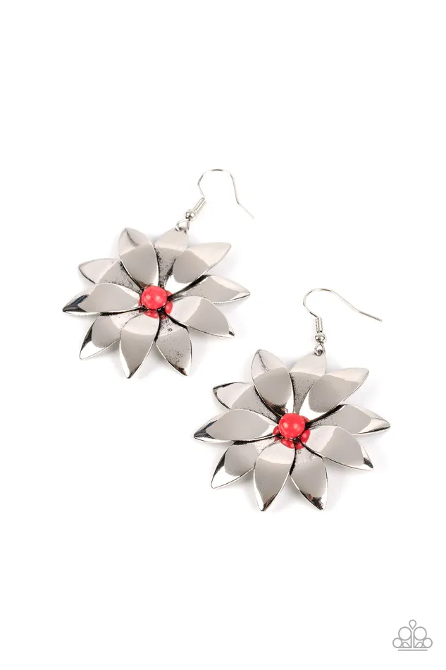 Earrings Paparazzi Accessories Pinwheel Prairies Red