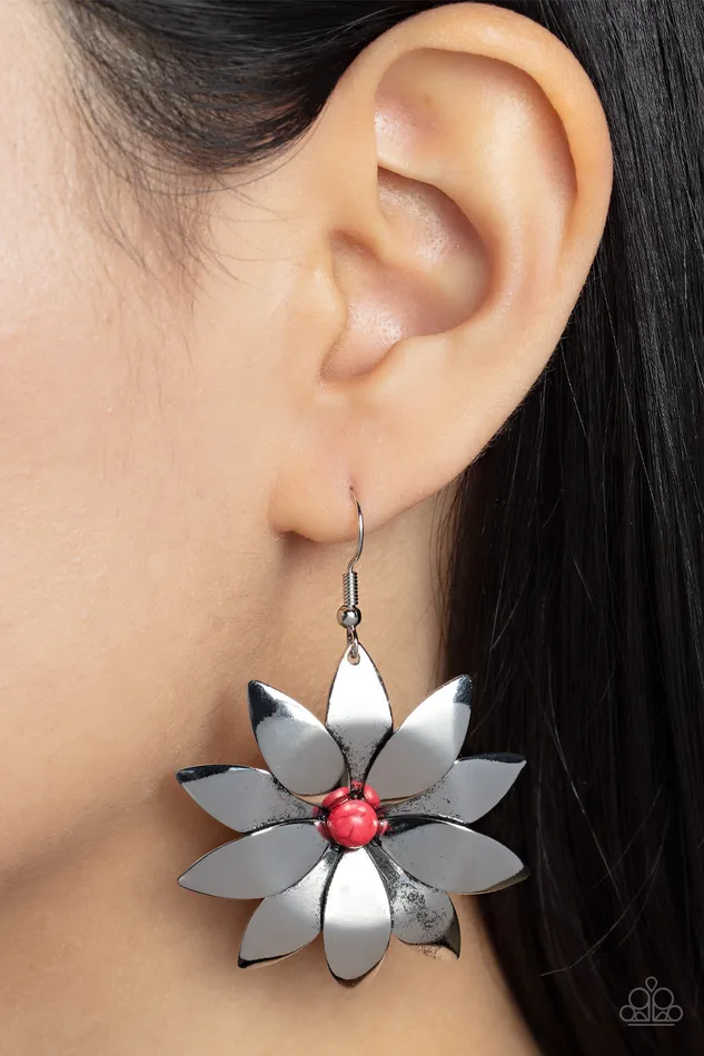Earrings Paparazzi Accessories Pinwheel Prairies Red
