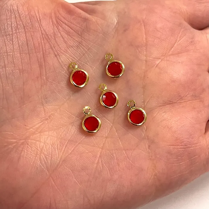 Earrings Peppy Beads 24Kt Gold Plated 6mm Red Cubic Zirconia Charms 5 pcs in a pack Earrings Peppy Beads 24Kt Gold Plated 6mm Red Cubic Zirconia Charms 5 pcs in a pack