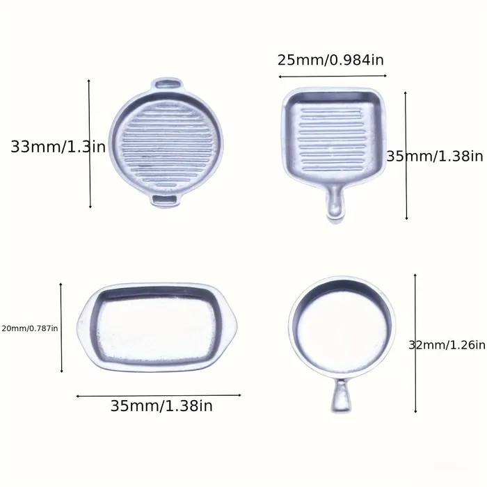 Earrings Portraits and Miniatures by NC 4 Pieces Set of Miniature Realistic Frying Pans for Dollhouse Kitchens 1 12 Scale